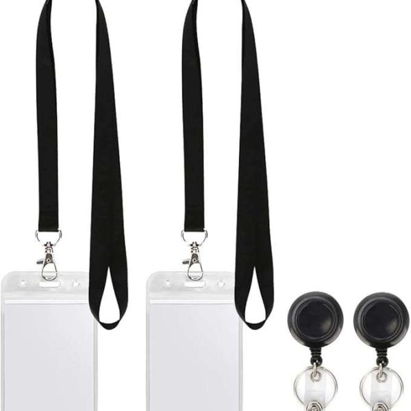 GS118 Black Lanyard Retractable Badge Reel with ID Badge Holder