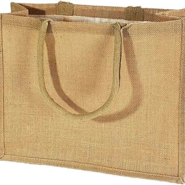 GS189 SAKPHIL Jute Burlap Tote Bags Soft Cotton Handles Shopping Bags| 43cm x35cmx12cm