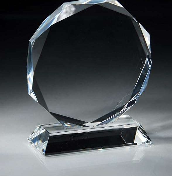 GS139 Round Optic Crystal Glass Trophy (13cm)