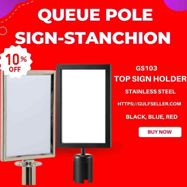 GS103 SAKPHIL Queue pole Sign-Stanchion Sign Holder - Portrait Display for 8.5" x 11" Paper Size