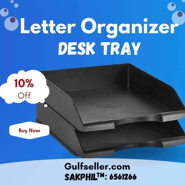 GS109 Basics Stackable Office Letter Organizer Desk Tray - Pack of 2 (Black)