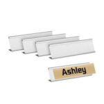 GS186 4 Pack Aluminum Name Plate Holder for Desk, 6 x 20 cm Office Business Door Sign Holder