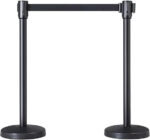 GS203 SAKPHIL (2 Pcs) Black Retractable Crowd Control | Barriers Queue Barrier | Belt Stanchion Safety Barriers | Security Pole Posts | Stands Stainless Steel | 2m Belt
