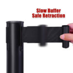 GS203 SAKPHIL (2 Pcs) Black Retractable Crowd Control | Barriers Queue Barrier | Belt Stanchion Safety Barriers | Security Pole Posts | Stands Stainless Steel | 2m Belt - Image 2