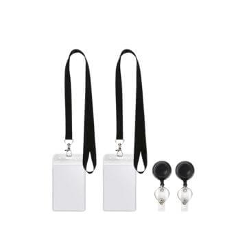 GS118 Black Lanyard Retractable Badge Reel with ID Badge Holder - Image 1