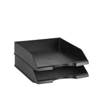 GS109 Basics Stackable Office Letter Organizer Desk Tray - Pack of 2 (Black) - Image 1