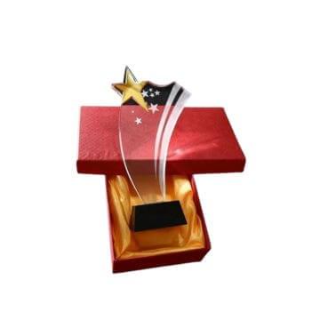 GS135 Black Base Crystal Trophy Award with Stars Design - Image 1